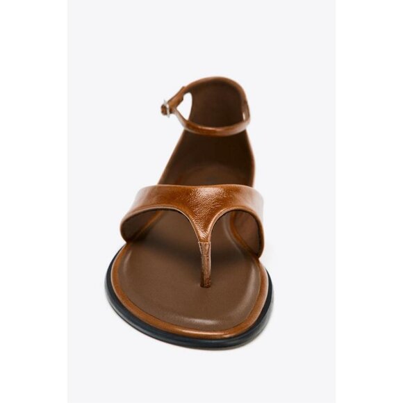 ZARA LEATHER TOE POST SANDALS - Picture 4 of 5